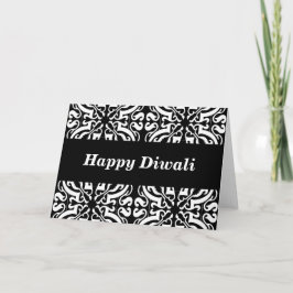 Tarjeta Feliz diwali damask (b y w)