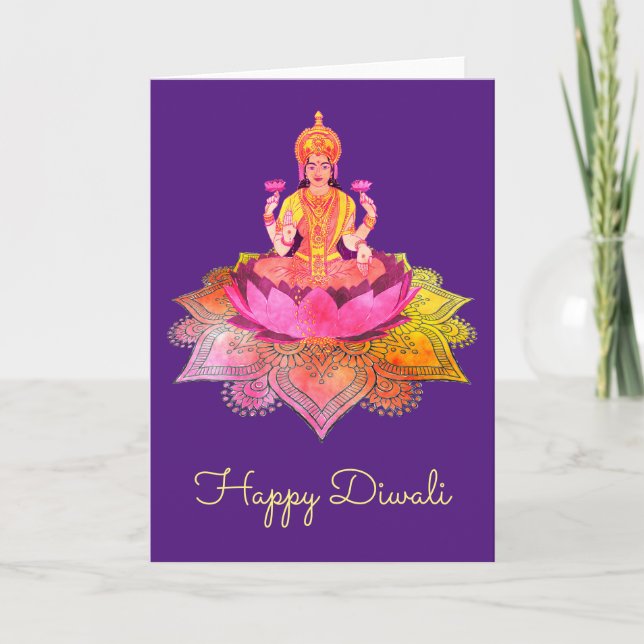 Tarjeta Feliz Diwali - Diosa Deepalavi Lakshmi 4 (Anverso)