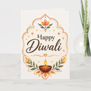 Tarjeta Feliz Diwali Diya Tradicional