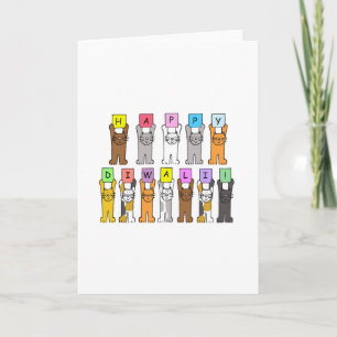 Tarjeta Feliz Diwali lindo Personalizado gatos