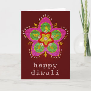 Tarjeta feliz diwali : vidrio manchado rangoli