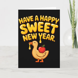 Tarjeta Feliz dulce año nuevo ganso galleta Rosh Hashaná