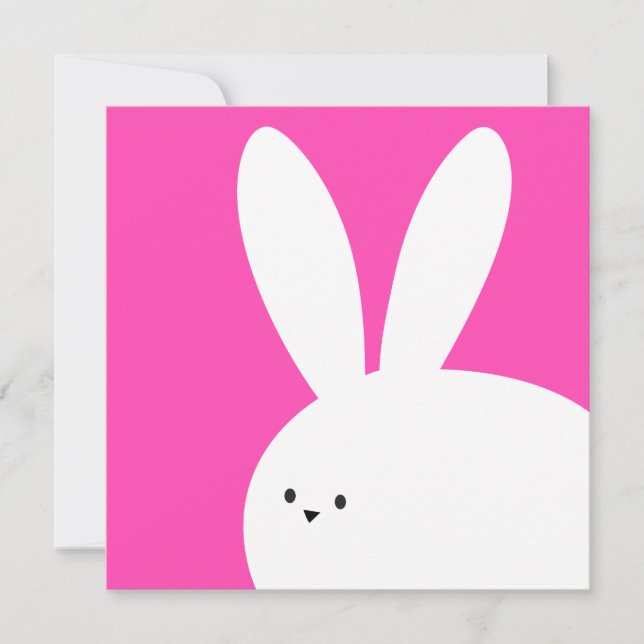 Tarjeta Feliz Easter Cute Conejo Blanco (Anverso)