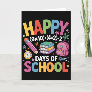 Tarjeta Feliz ecuación matemática escolar de 100 días 100º