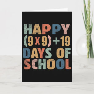 Tarjeta Feliz ecuación matemática escolar de 100 días Día