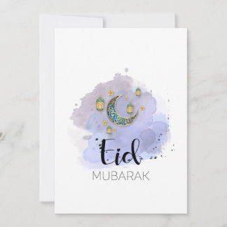 Tarjeta Feliz Eid Mubarak Blue Rubor Card