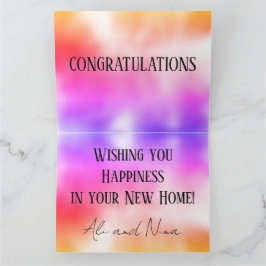 Tarjeta Feliz en casa, corta casa colorida