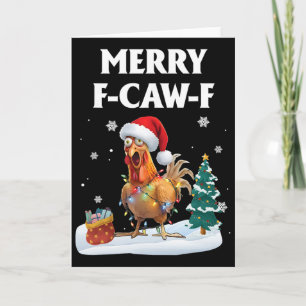 Tarjeta Feliz F-caw-f Gallo de Navidad Divertido Pollo San