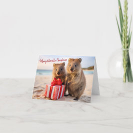 Tarjeta Feliz Familia Quokka - Feliz Navidad