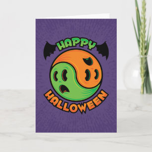 Tarjeta Feliz Fantasma de Halloween Yin-Yang