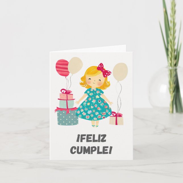 Tarjeta ¡Feliz! Feliz cumpleaños en español (Anverso)