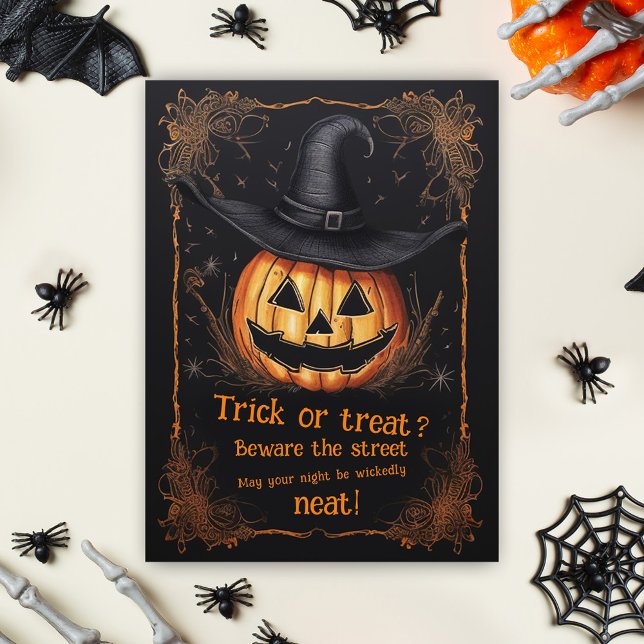Tarjeta Feliz Fenómeno De Halloween O Saludo De Trato (Funny Halloween Quote Trick Or Treat Greeting Card)