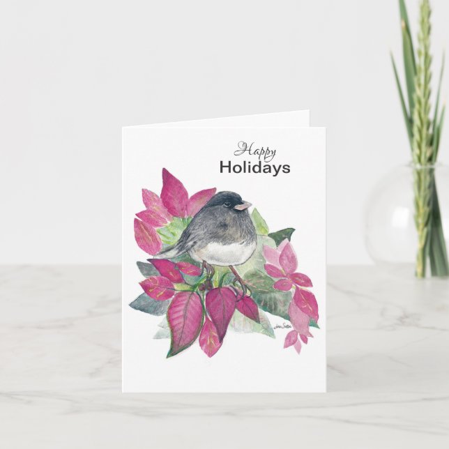 Tarjeta Feliz feriado Dark Oyed Junco Holiday Card (Anverso)