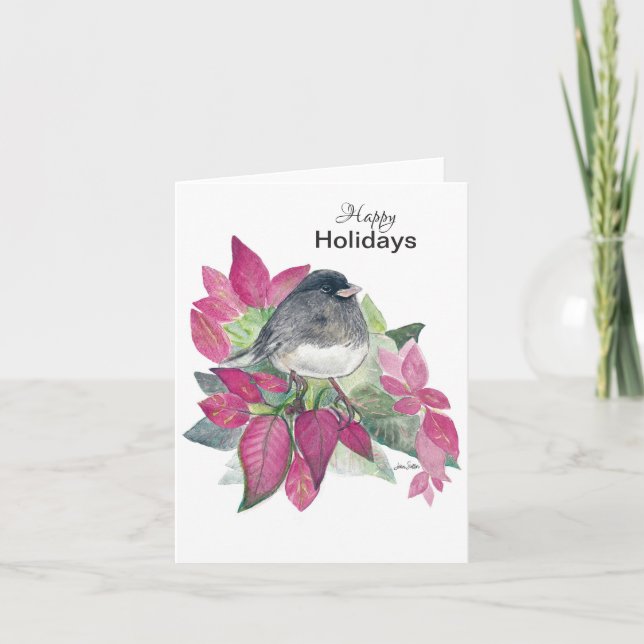 Tarjeta Feliz feriado Dark Oyed Junco Holiday Card (Anverso)