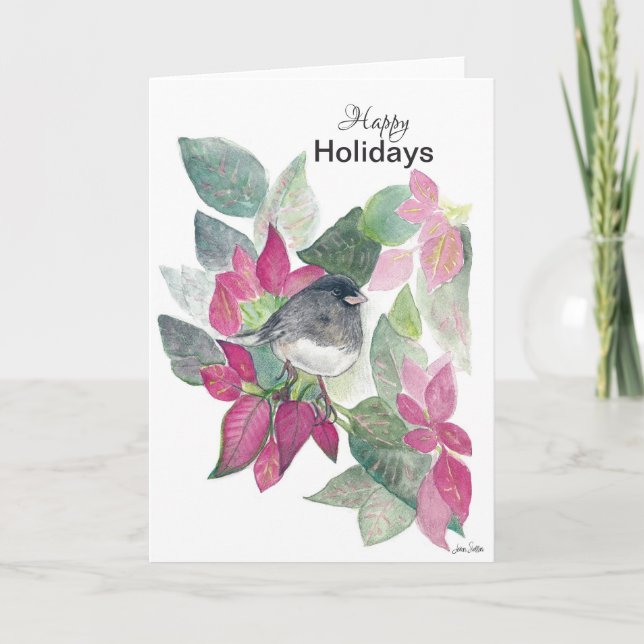 Tarjeta Feliz feriado Dark Oyed Junco Holiday Card (Anverso)