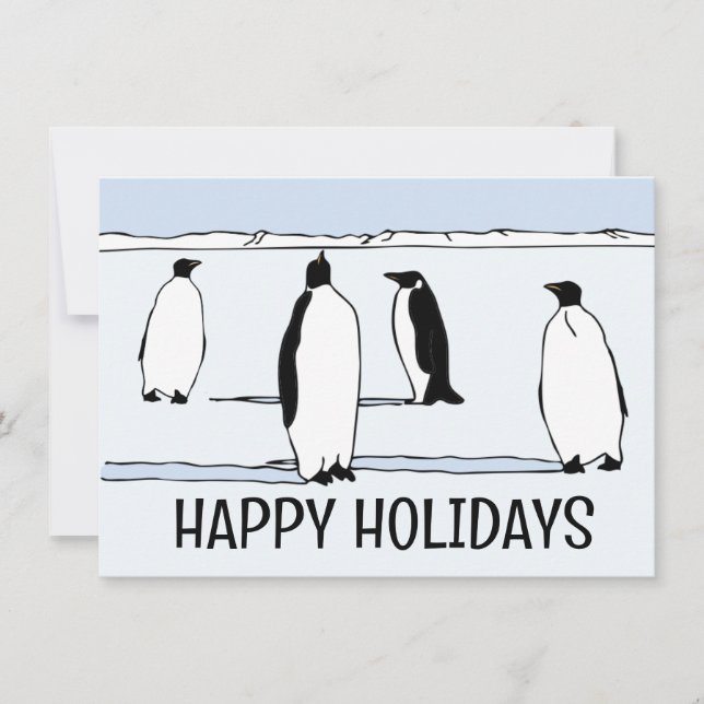 Tarjeta Feliz feriado de Penguin Navidades de Invierno Gua (Anverso)