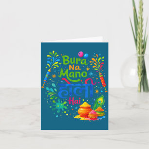 Tarjeta Feliz festival holi india colores bura na mano hol