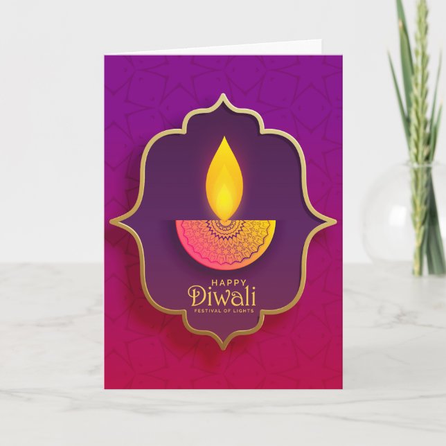 Tarjeta Feliz Festival Indio de Luces Diwali Deepawali (Anverso)