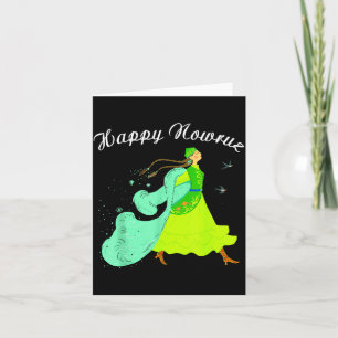 Tarjeta Feliz fiesta de Nowruz año nuevo persa chica de ba