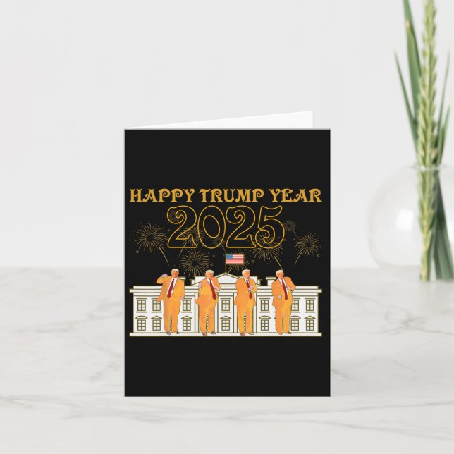 Tarjeta Feliz Fiesta del año Trump 2025 Nuevo presidente d (Anverso)