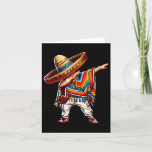 Tarjeta Feliz Fiesta mexicano 2025 golpeando Poncho Cinco