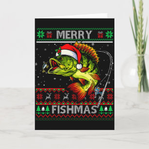 Tarjeta Feliz Fishmas B Pesca de Navidad Feo Xmas