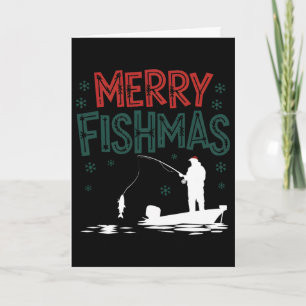 Tarjeta Feliz Fishmas Divertida Navidad Pescador Fiesta de