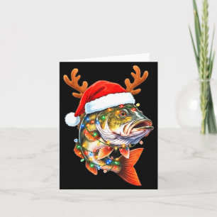 Tarjeta Feliz Fishmas divertido B Pesca Navidad Sombrero d