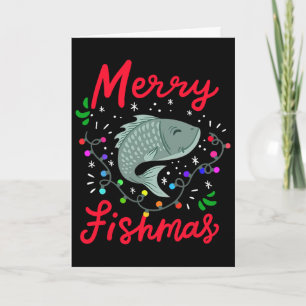 Tarjeta Feliz Fishmas Luces Divertidas de Navidad Árbol de