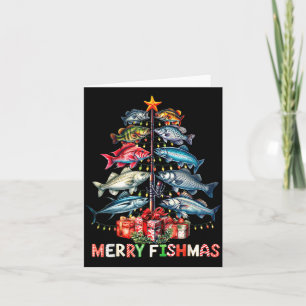 Tarjeta Feliz Fishmas Luces Divertidas de Navidad para Árb