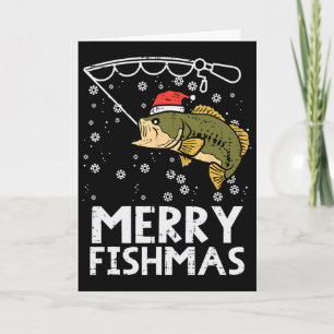 Tarjeta Feliz Fishmas Pesca de Navidad Papá Hombres