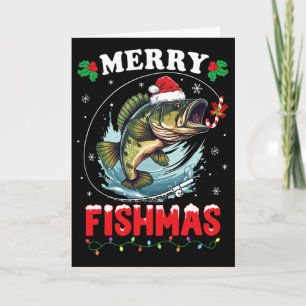 Tarjeta Feliz Fishmas Pez Divertido Papá Hombre Navidad Pe