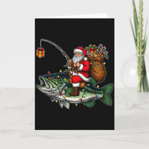 Tarjeta Feliz Fishmas Santa Amantes de la Pesca Divertido 