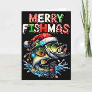 Tarjeta Feliz Fishmas Santa Amantes de la Pesca Divertido 