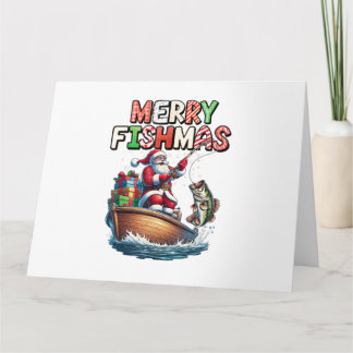Tarjeta Feliz Fishmas Santa Amantes de la Pesca Divertido 