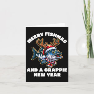 Tarjeta Feliz Fishmas Y Un Año Nuevo Crappie Pesca Chiste 