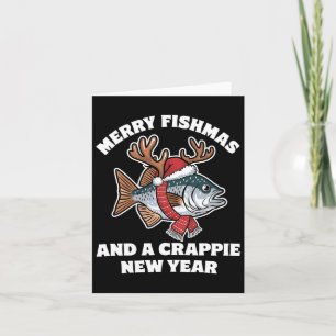 Tarjeta Feliz Fishmas Y Un Año Nuevo Crappie Pun De Pesca 