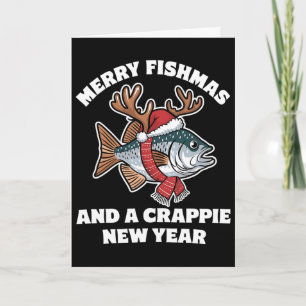 Tarjeta Feliz Fishmas Y Un Año Nuevo Crappie Pun De Pesca 