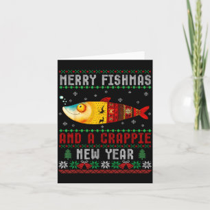 Tarjeta Feliz Fishmas Y Un Año Nuevo De Crepa Feo Pescador