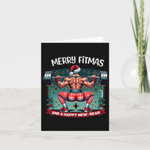 Tarjeta Feliz Fitmas y Feliz Año Nuevo Trasero Fitness Pes