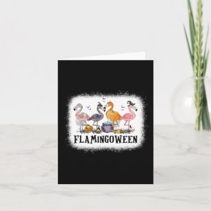 Tarjeta Feliz Flamingoween Pink Flamingo Halloween Skeleto