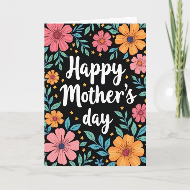 Tarjeta Feliz Floral de Lunares (Anverso)