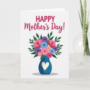 Tarjeta Feliz Floral Rayada