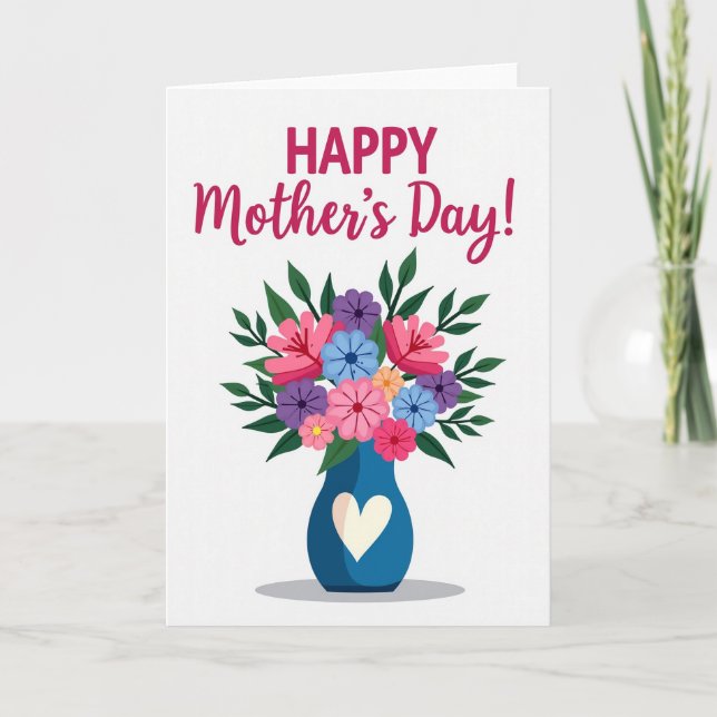 Tarjeta Feliz Floral Rayada (Anverso)