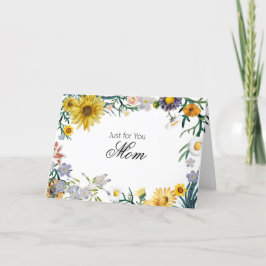 Tarjeta Feliz girasol y floral primaveral