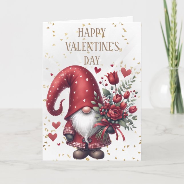 Tarjeta Feliz Gnome del Día de San Valentín (Anverso)