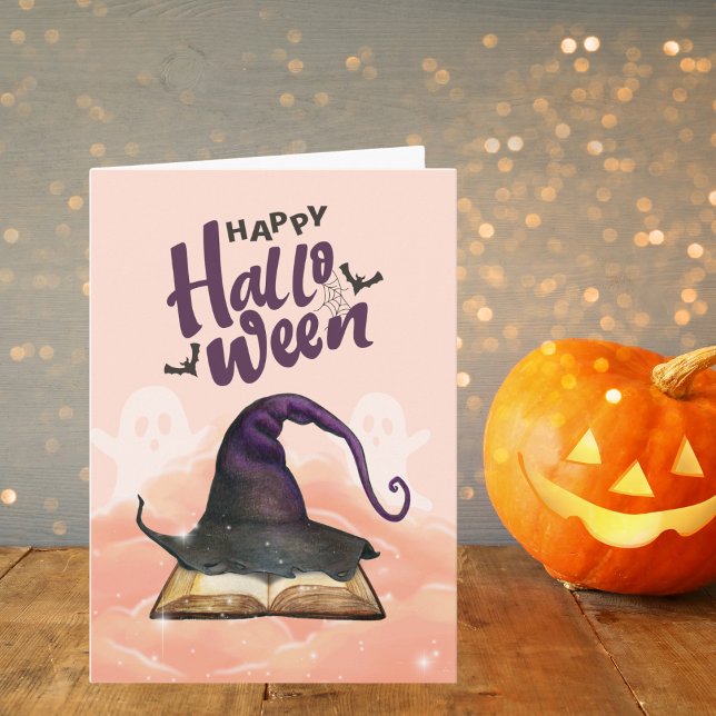 Tarjeta Feliz Gorra de Brujas de Halloween y libro de dele (Subido por el creador)