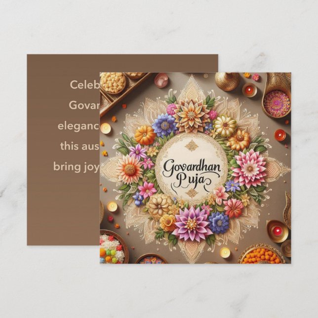 Tarjeta Feliz Govardhan Puja (Anverso / Reverso)