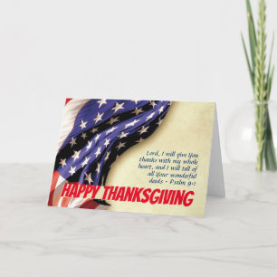 Tarjeta FELIZ GRACIAS Bandera de Estados Unidos Escrit