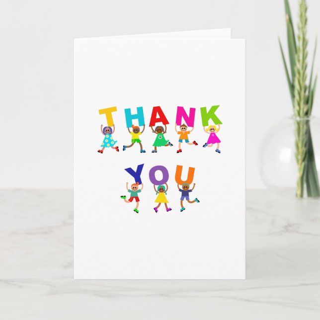 Tarjeta Feliz Gracias Personalizado  Diversos Niños Textos (Anverso)